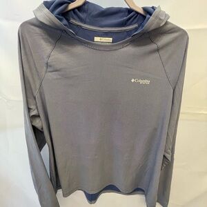 Columbia PFG Hooded Sun Shirt XL UPF Blue Performance Fishing Top